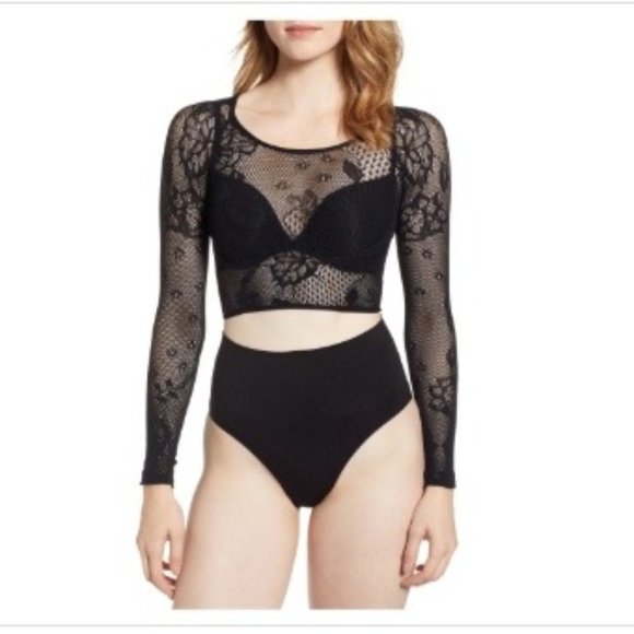 NIB SPANX Open-Weave Floral Arm Tights Shaper Top - Picture 2 of 9